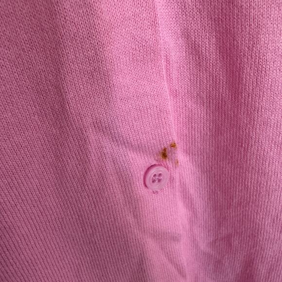 J.Crew Classic Cotton Cardigan Sweater XL Pink Button Front Crewneck Ribbed Trim - Picture 5 of 8
